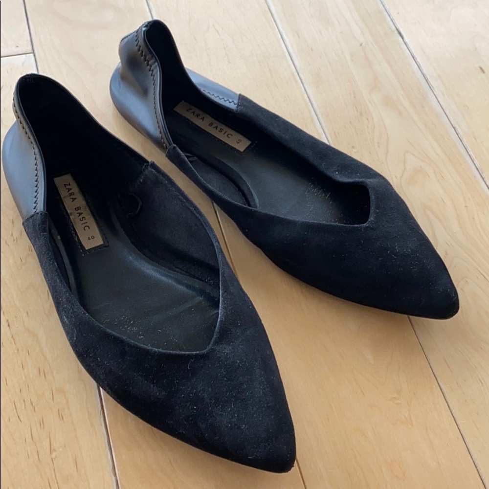 Zara black suede flats